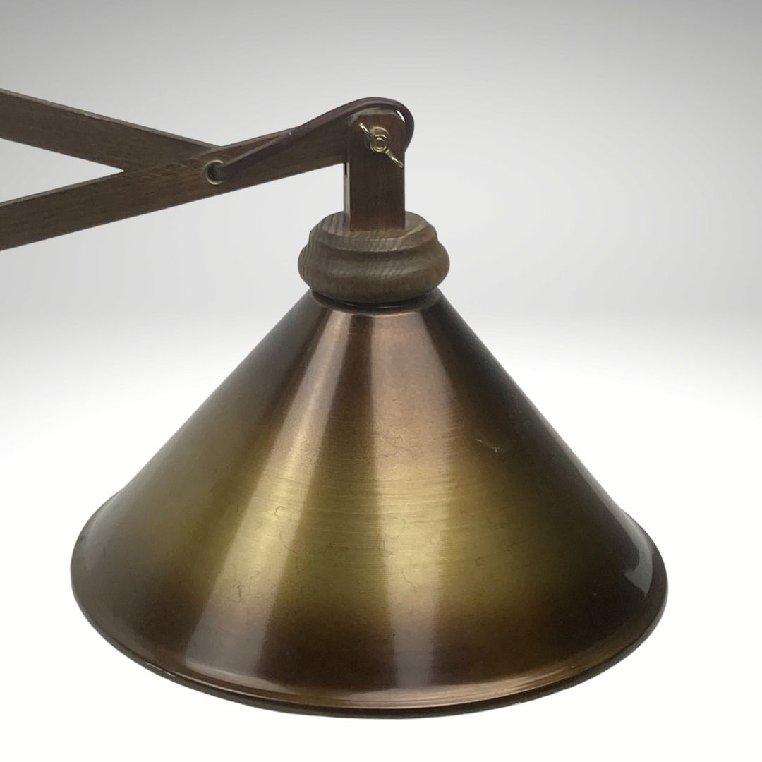 201.0 Midcentury Wood And Brass Scissor Wall Lamp, Dutch 1960s photo