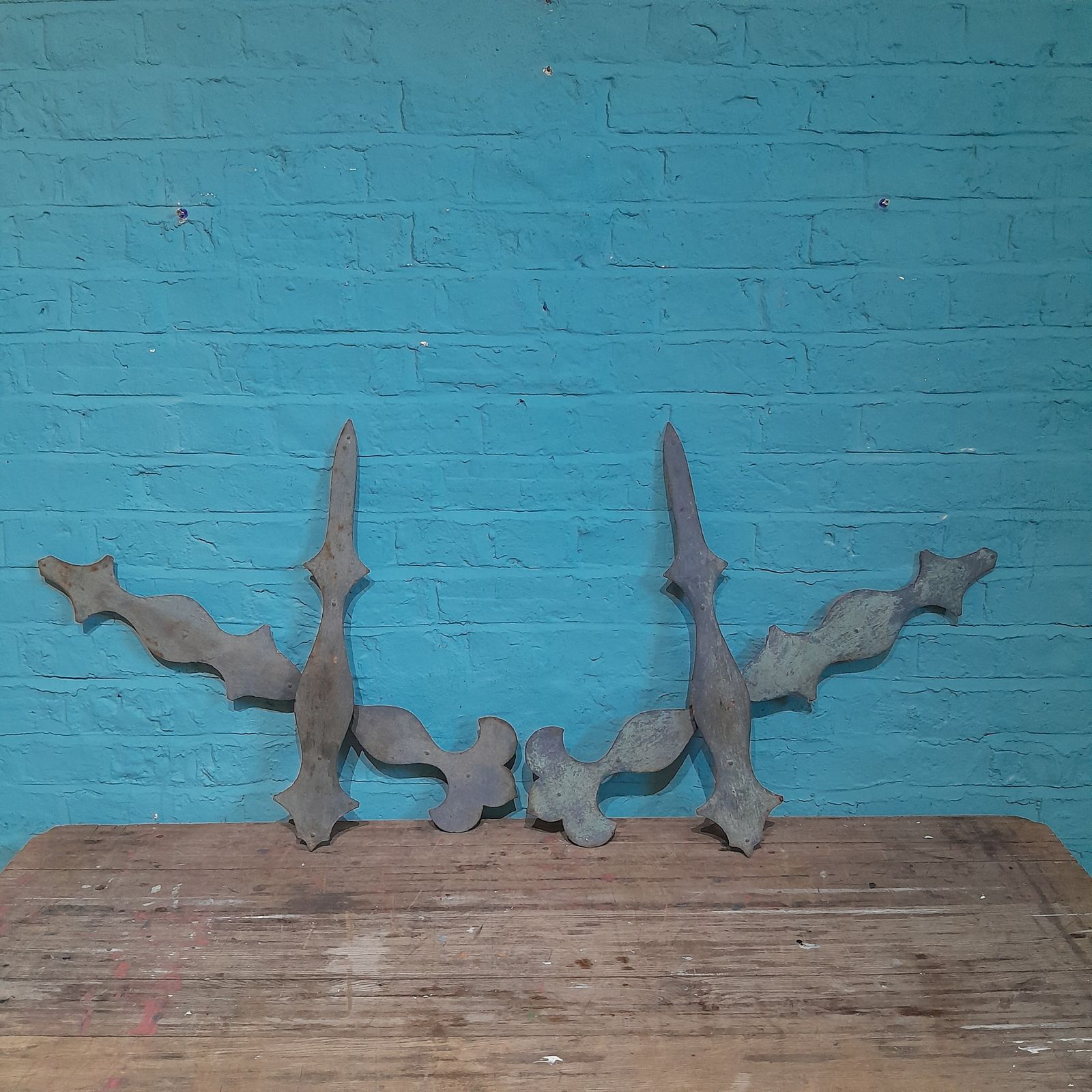 Pair Of Old Matched Turret Clocks Hands