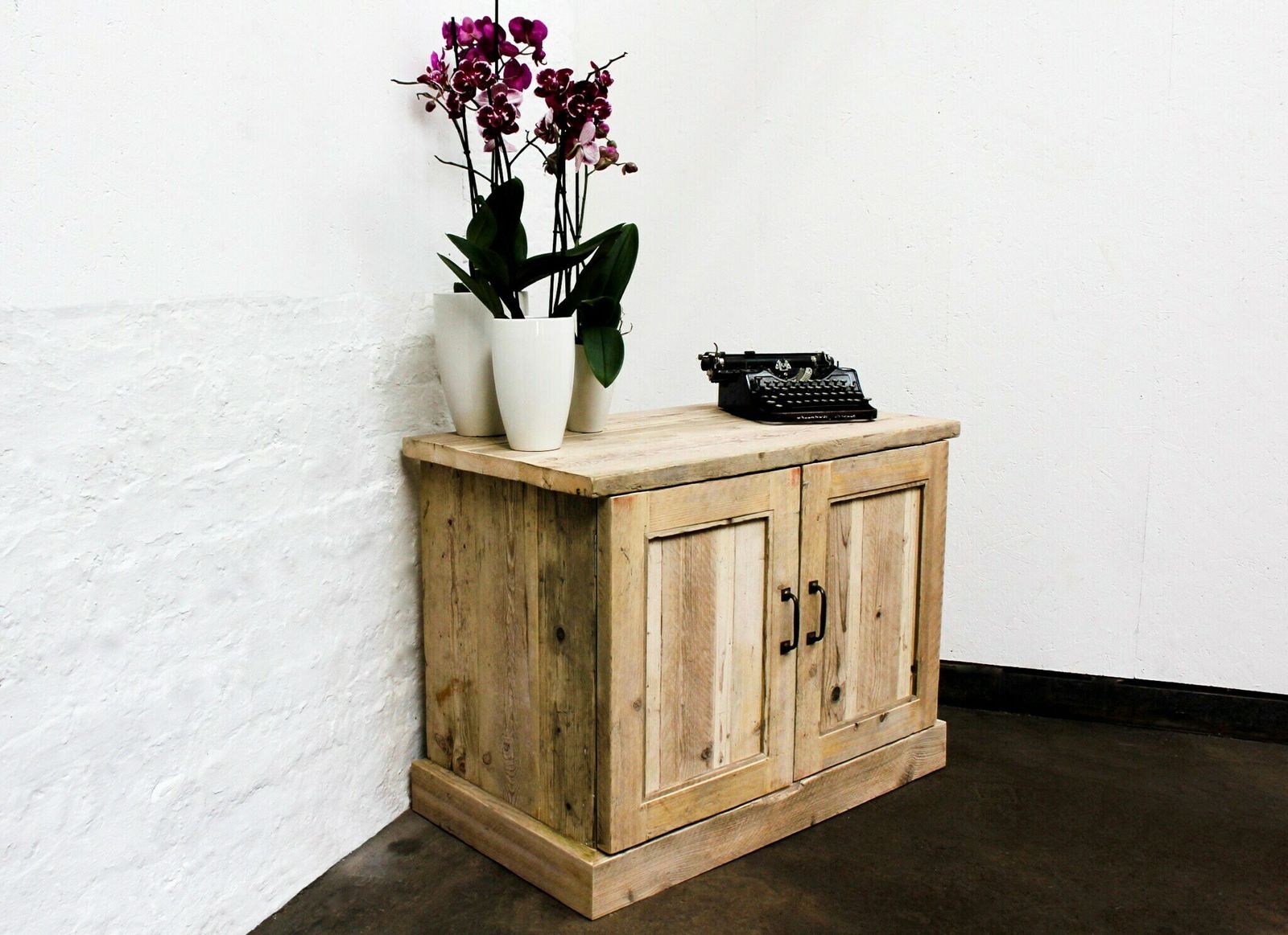 photo furniture Boadi Reclaimed Scaffolding Board Cupboard With Adjustable Shelf And Vintage Brass Handles   Bespoke Urban Furniture