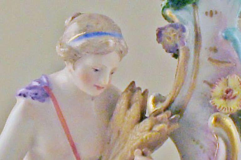 Meissen Rare Pair Of Antique Candlesticks In High Quality photo vinterior