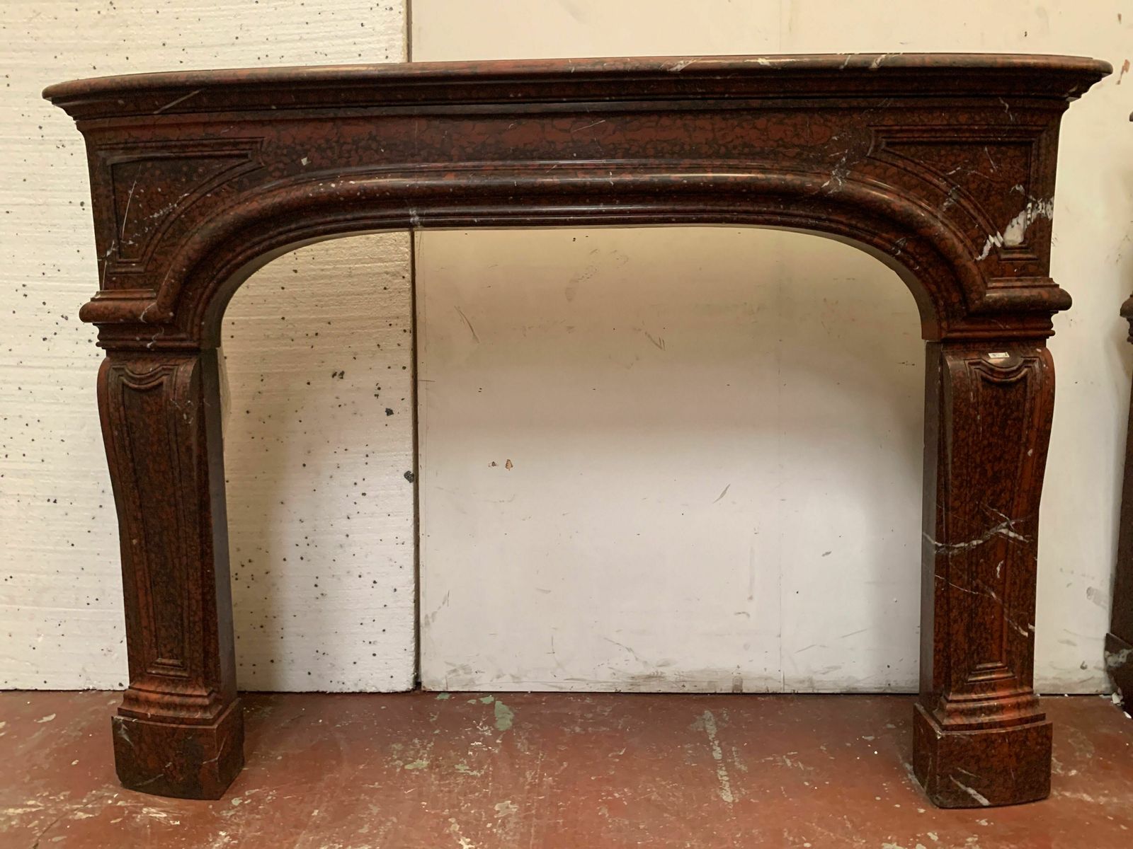 Pair Of Louis XIV Style Fireplaces In Cherry Red Marble. XIX Century photo Home Fixtures