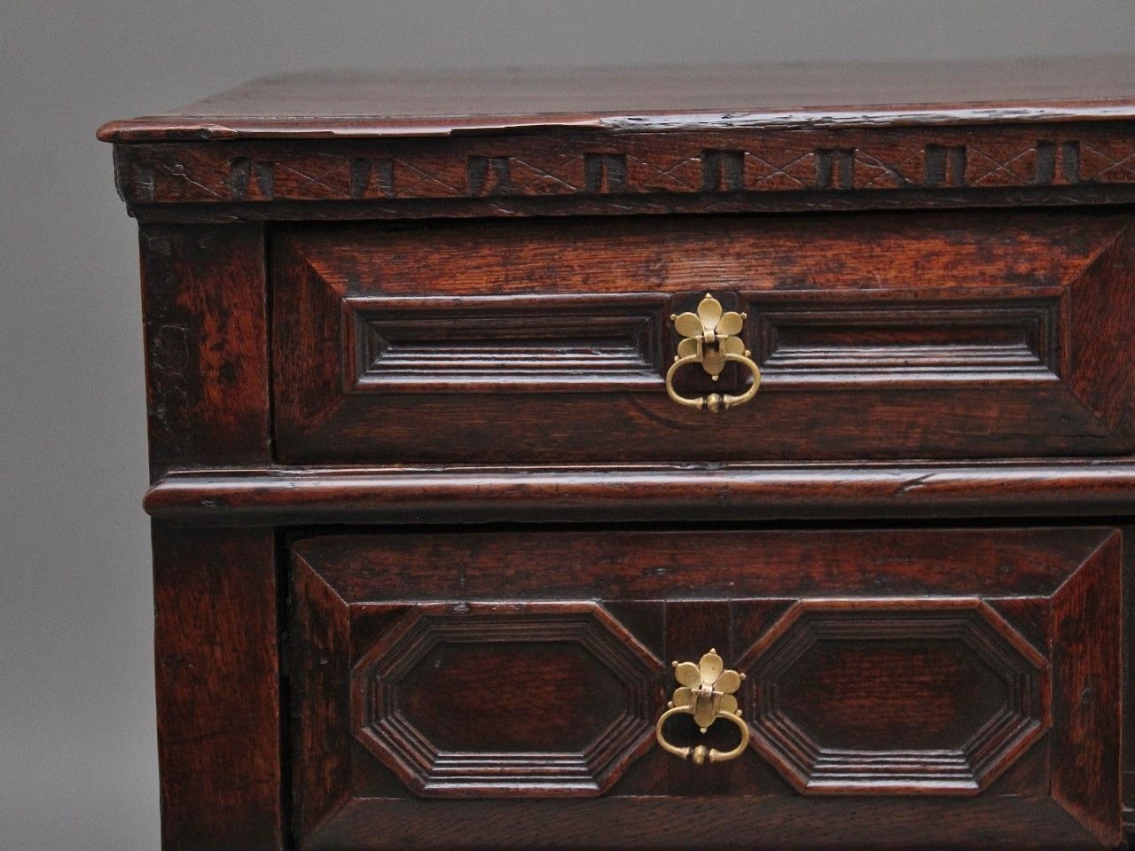 Early 18th Century Oak Moulded Front Chest Of Drawers From The Stuart Period photo furniture
