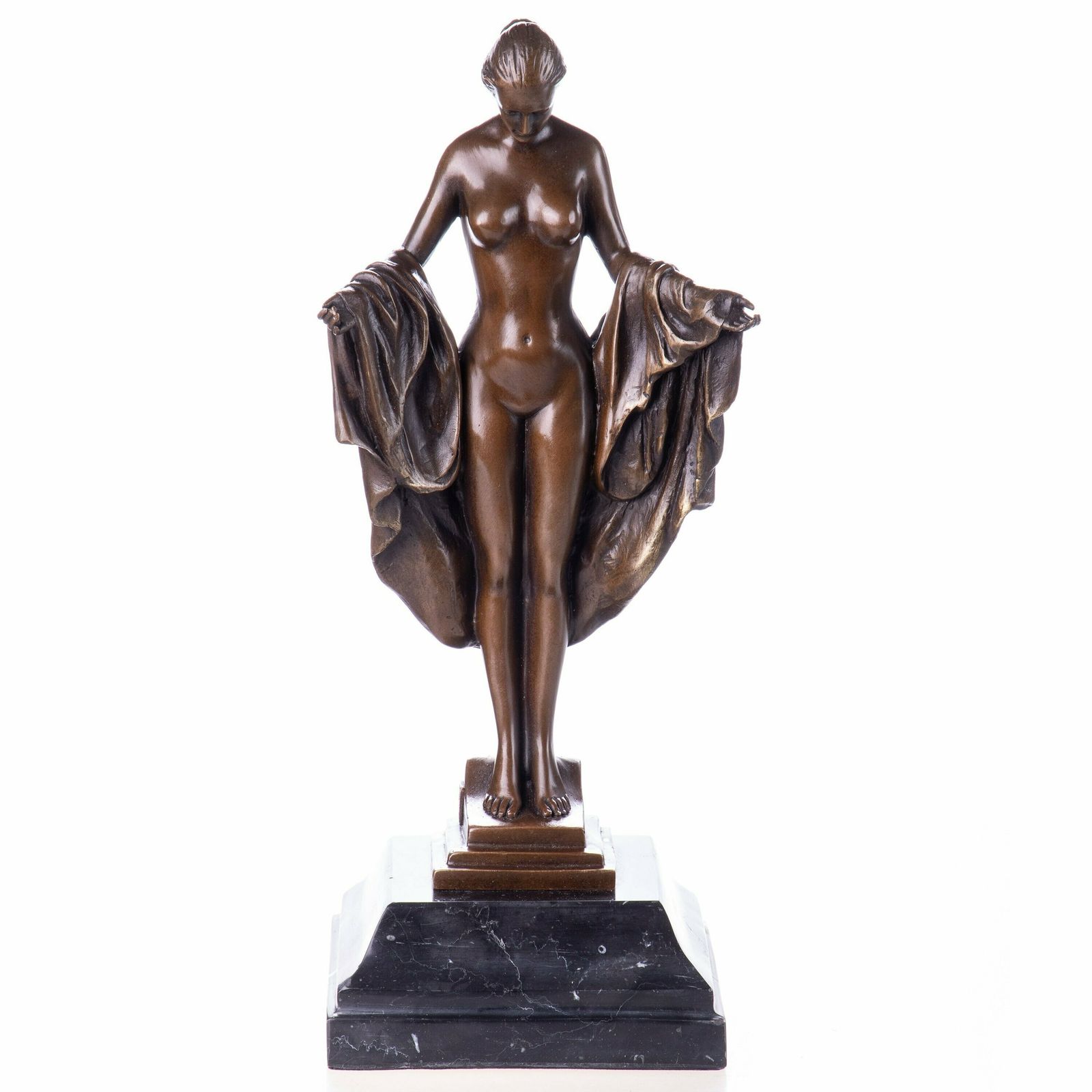Art Deco Bronze Bronze Female Nude Figure , Vintage Figurine, Signed, Foundry Mark