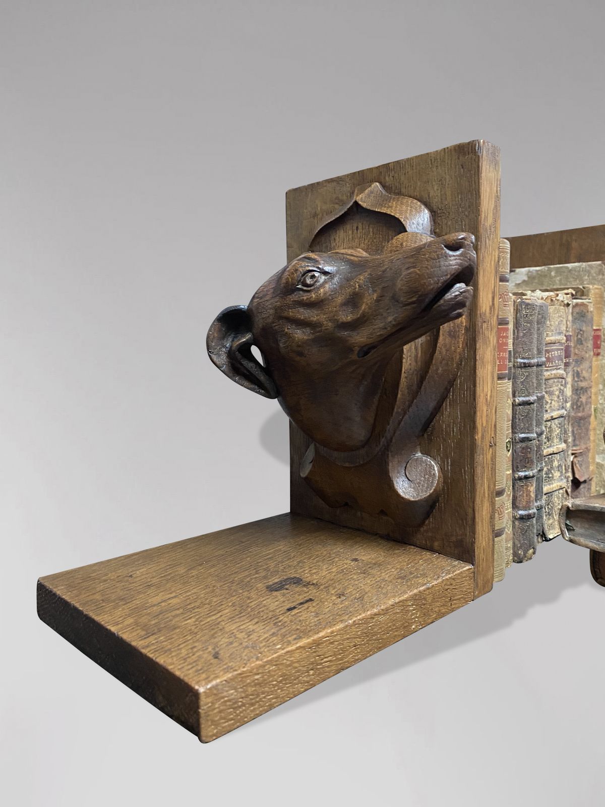 Pair Of Oak Animalier Dog Sculptures Bookends photo Home Decor