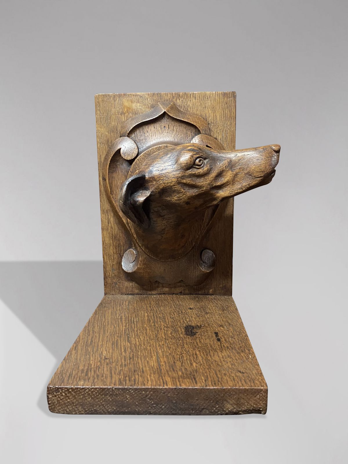 Pair Of Oak Animalier Dog Sculptures Bookends photo 820.0