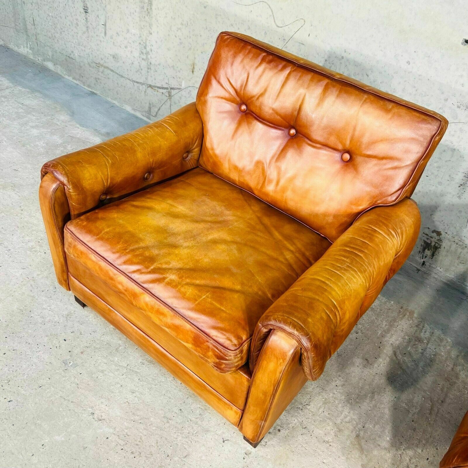 photo furniture Pair Of Vintage Danish 70s Light Tan Leather Armchairs