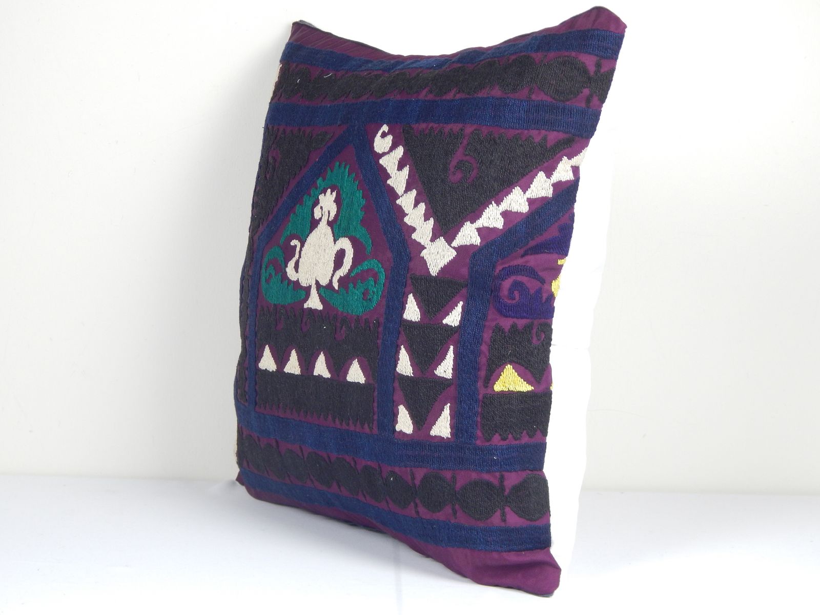 Uzbek Suzani  Cover, Square Suzani Pillow Case Made From A 19th Century Textile, Ethnic Cover 18" X 18" photo Textiles