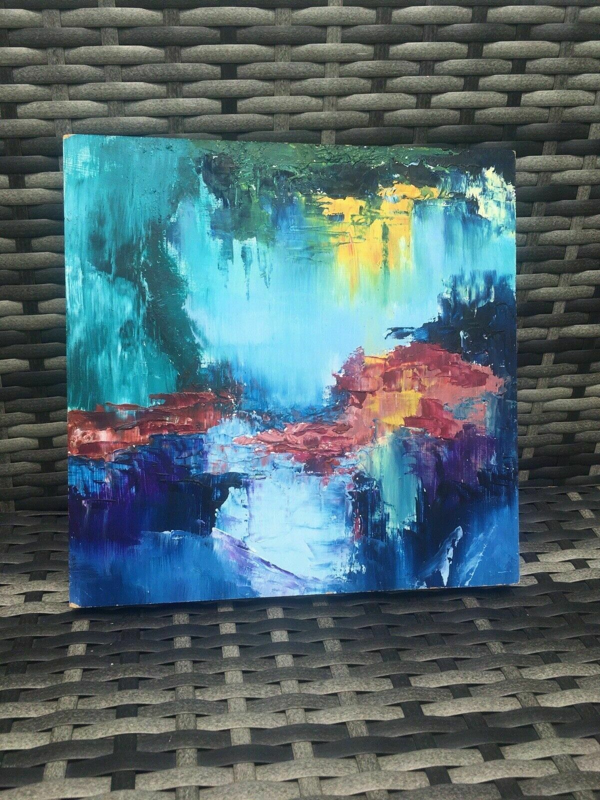 Colourful Abstract Impressionist Water Scene Monet Style Painting By D.Elliott photo furniture