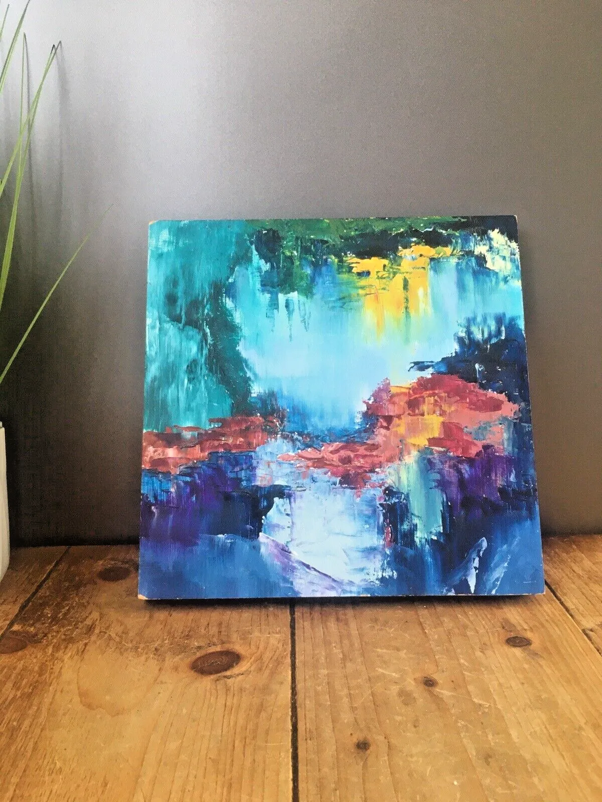 Colourful Abstract Impressionist Water Scene Monet Style Painting By D.Elliott photo vinterior