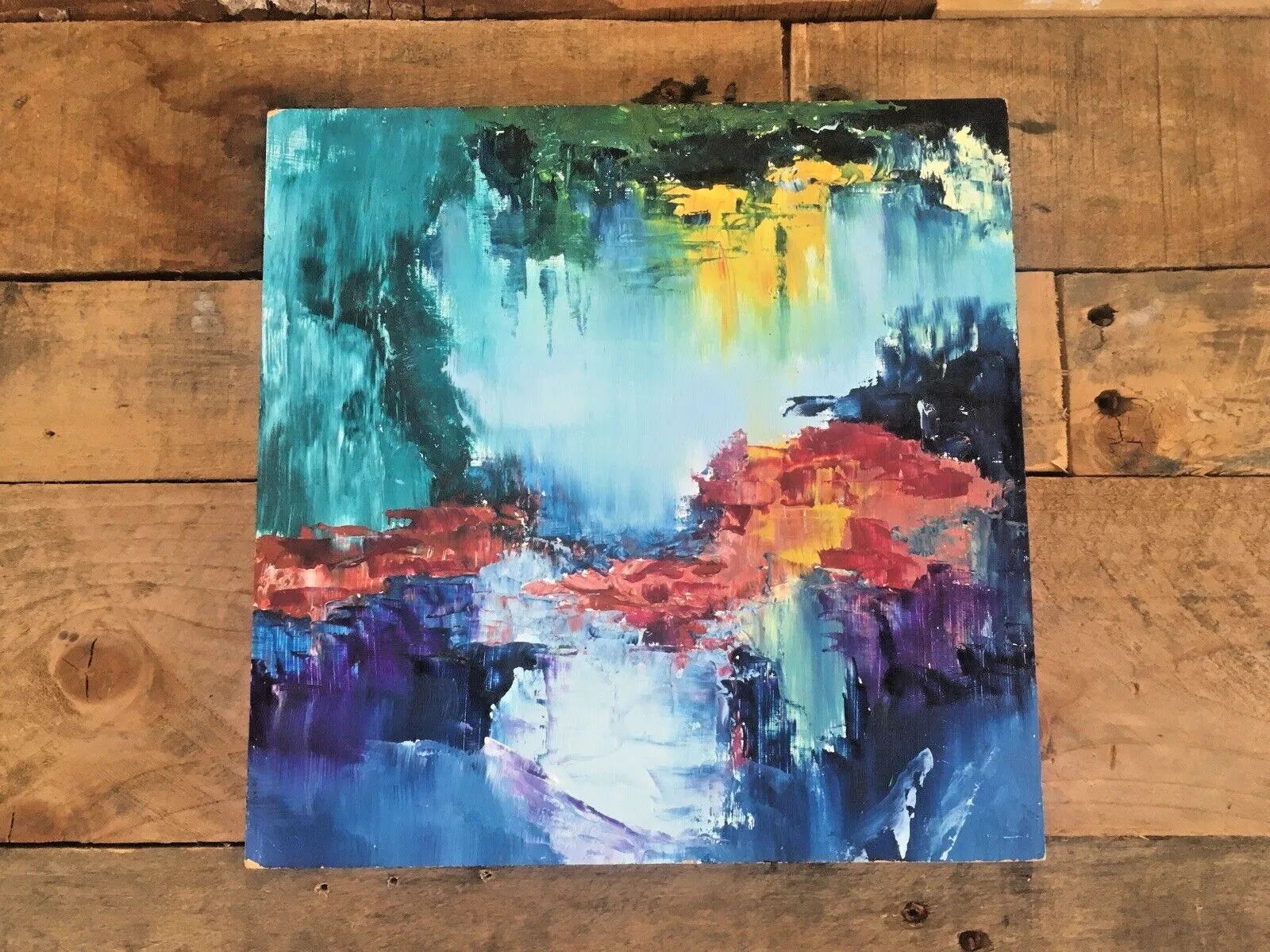 75.0 Colourful Abstract Impressionist Water Scene Monet Style Painting By D.Elliott photo