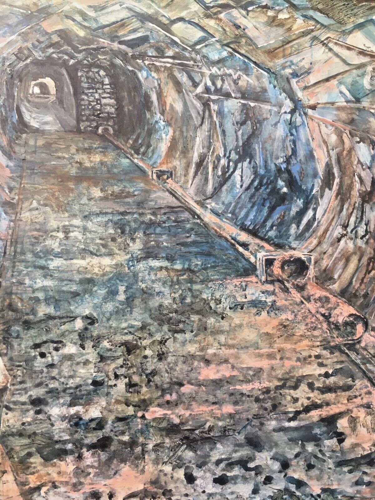 Large Vintage Mine Shaft Tunnel Welsh Slate Mining Acrylic Painting To Infinity photo Art