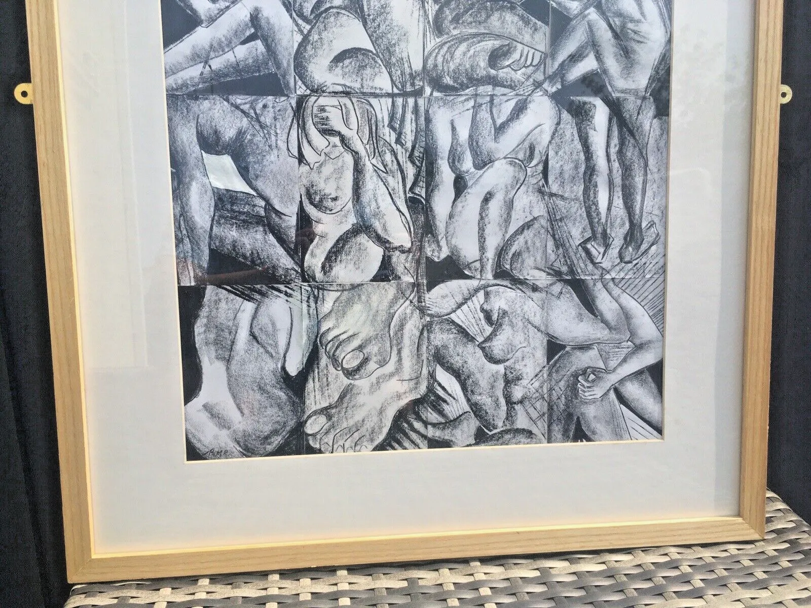 Large Black & White Human Body Nude Framed Collage Acrylic Painting Cubism photo 250.0