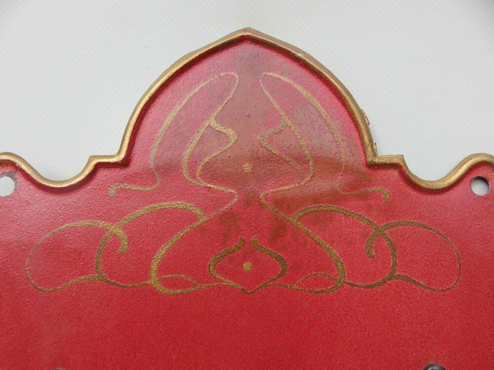 Art Nouveau Wall Newspaper Stand In Metal Bordeau Red, Black & Gold, 1890s photo vinterior