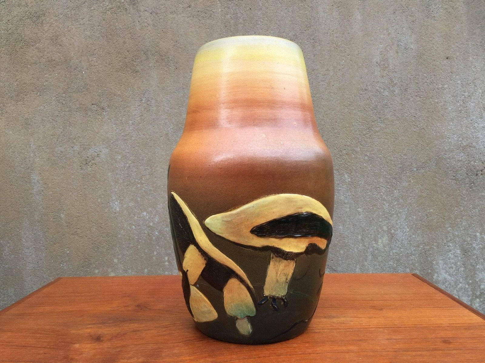 Art Nouveau Mushroom Vase By Christian Joachim For Danish Terra Cotta Pottery Factory Ipsens Widow (Ipsens Enke, P.I.E.)