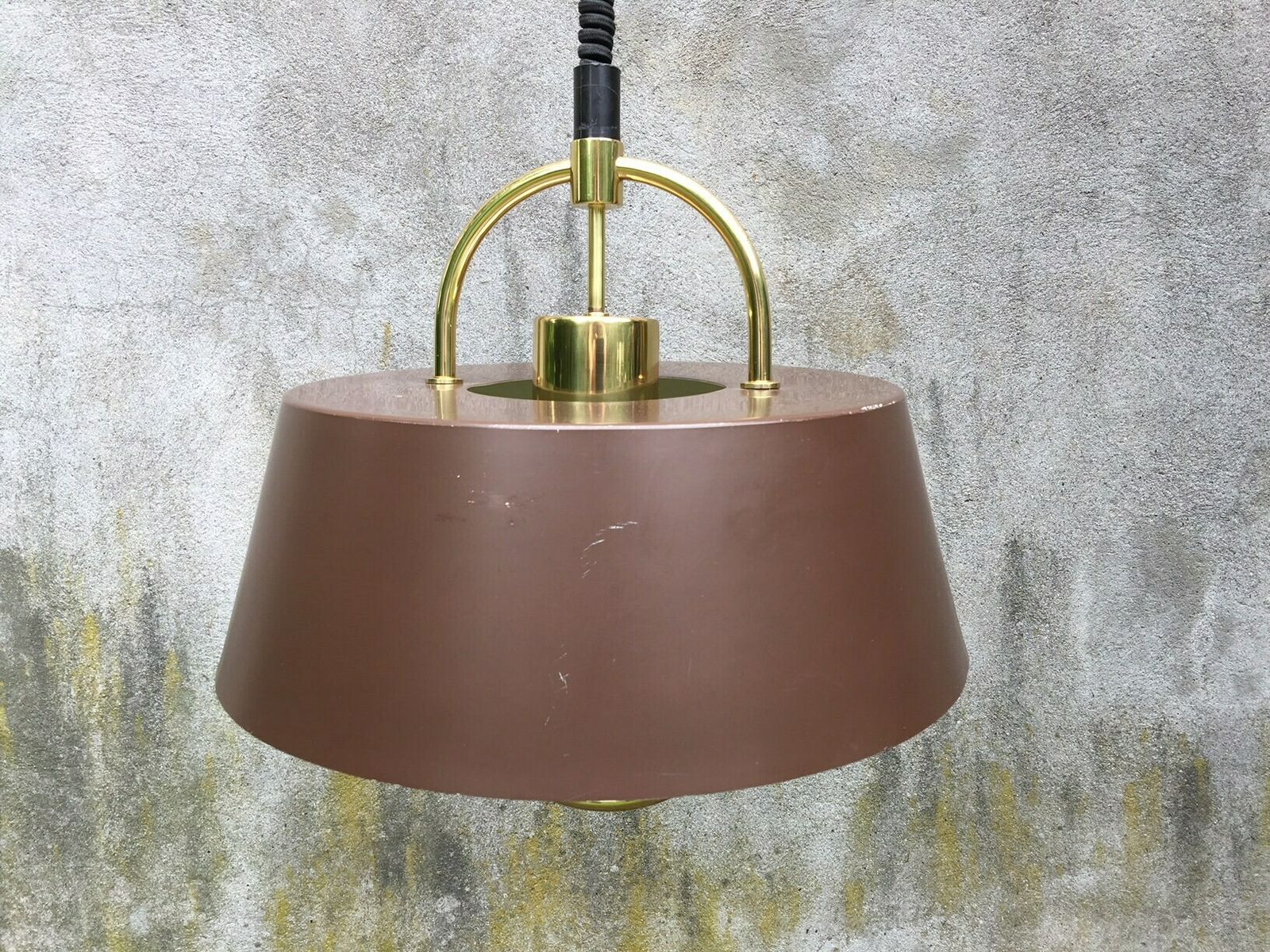 Big Beautiful Brown And Brass Hercules Pendant By Jo Hammerborg For Danish Lamp Maker Fog & Morup, Original Lamp From The 1970s photo furniture