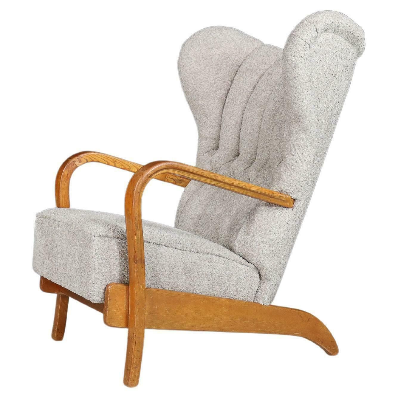 Koželka And Kropáček Wingback Armchair Czechia, 1940s