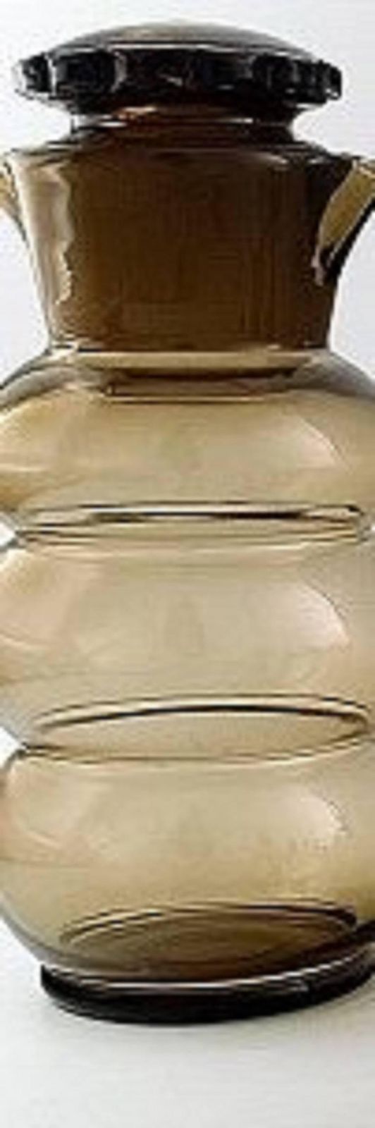 Jacob Bang: "Helan Går". Brown Glass Decanter And Ten Schnapps Glasses photo Home Decor