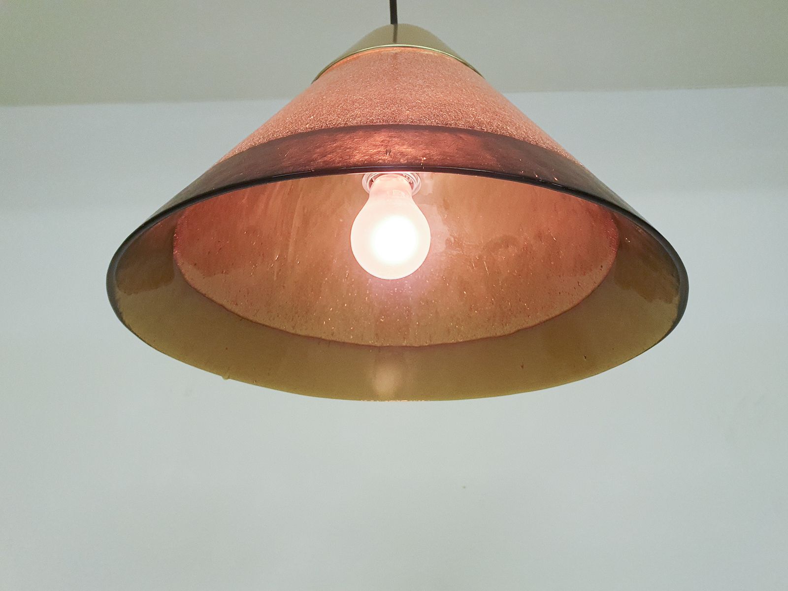 Brown Bubble Glass Pendant Light By Peill And Putzler, Germany 1960's photo for sale