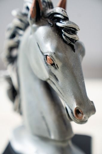 "Horse Head Sculptures" Laminated In 925 Silver   Marcello Giorgio 1980 Set Of 2 photo vintage