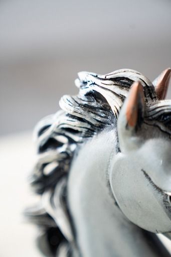 photo for sale "Horse Head Sculptures" Laminated In 925 Silver   Marcello Giorgio 1980 Set Of 2