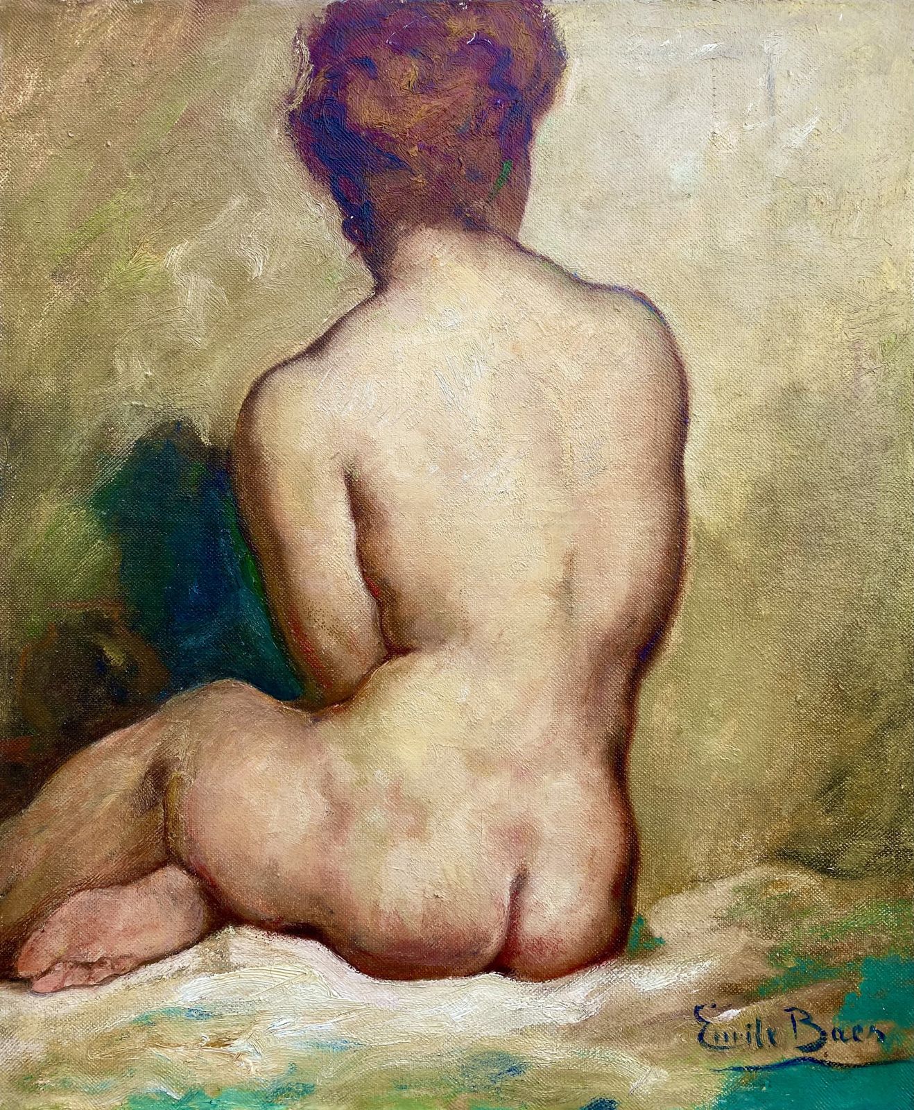 Emile Baes, Brussels 1879 – 1953 Paris, Belgian Painter, Female Nude, Oil On Canvas, Signed