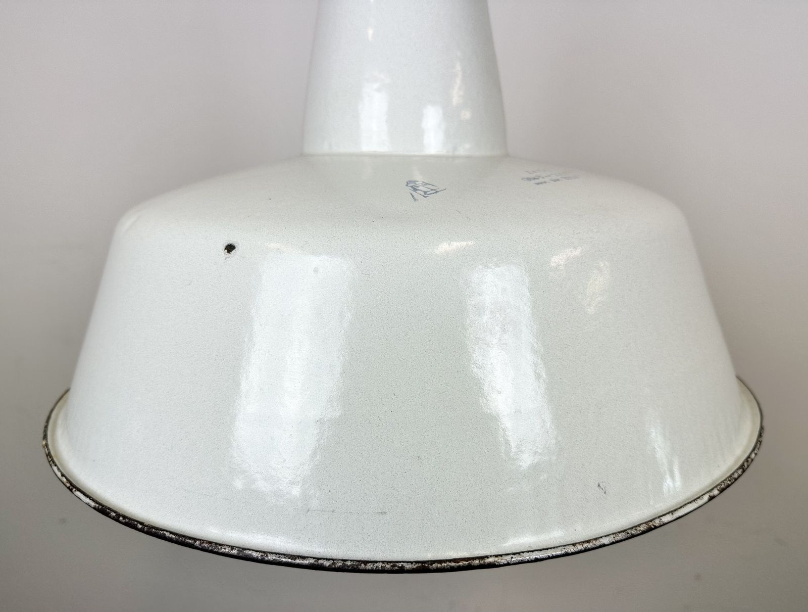 Large Industrial White Enamel Factory Pendant Lamp From Zaos, 1960s photo for sale