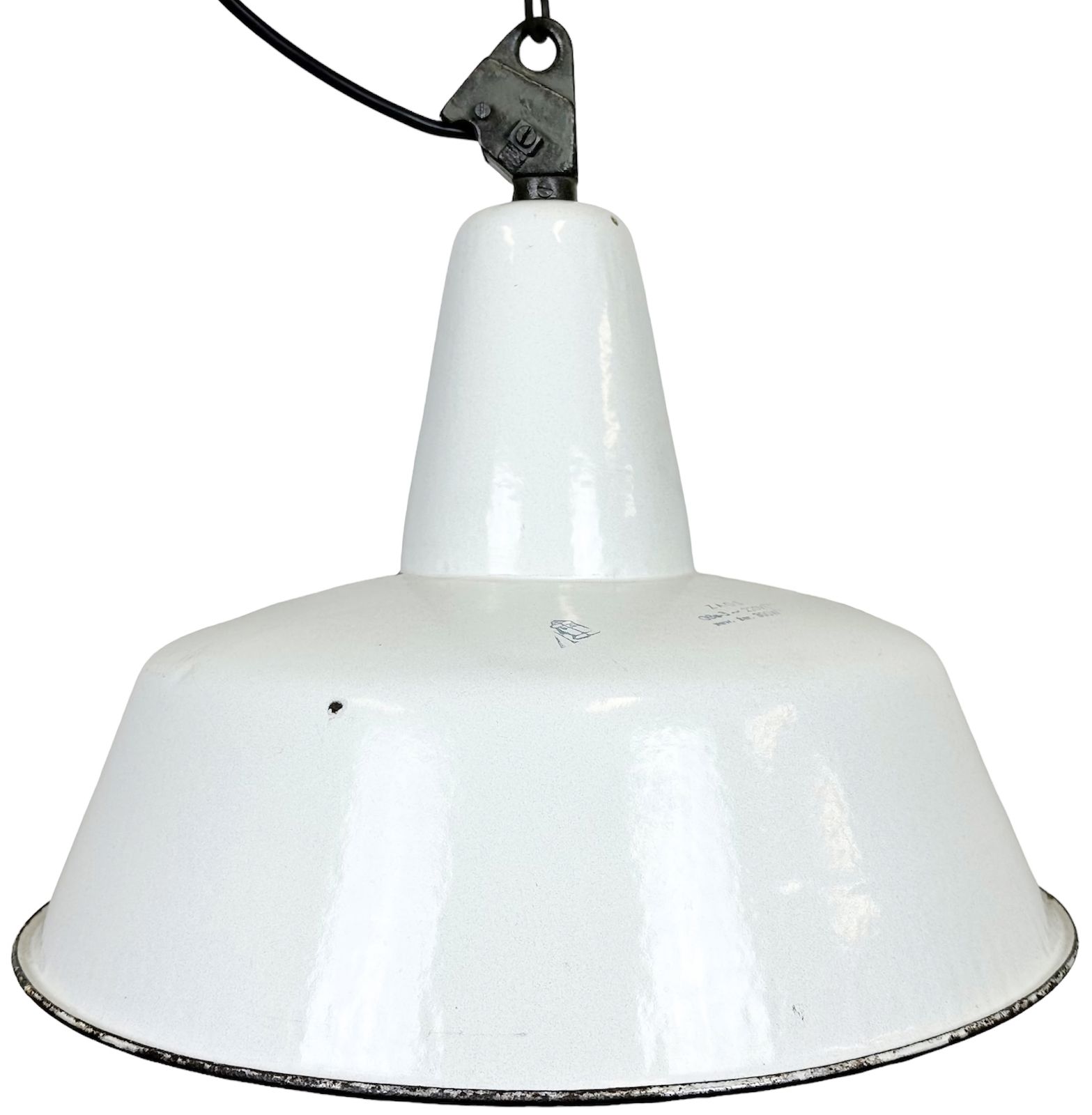 Large Industrial White Enamel Factory Pendant Lamp From Zaos, 1960s