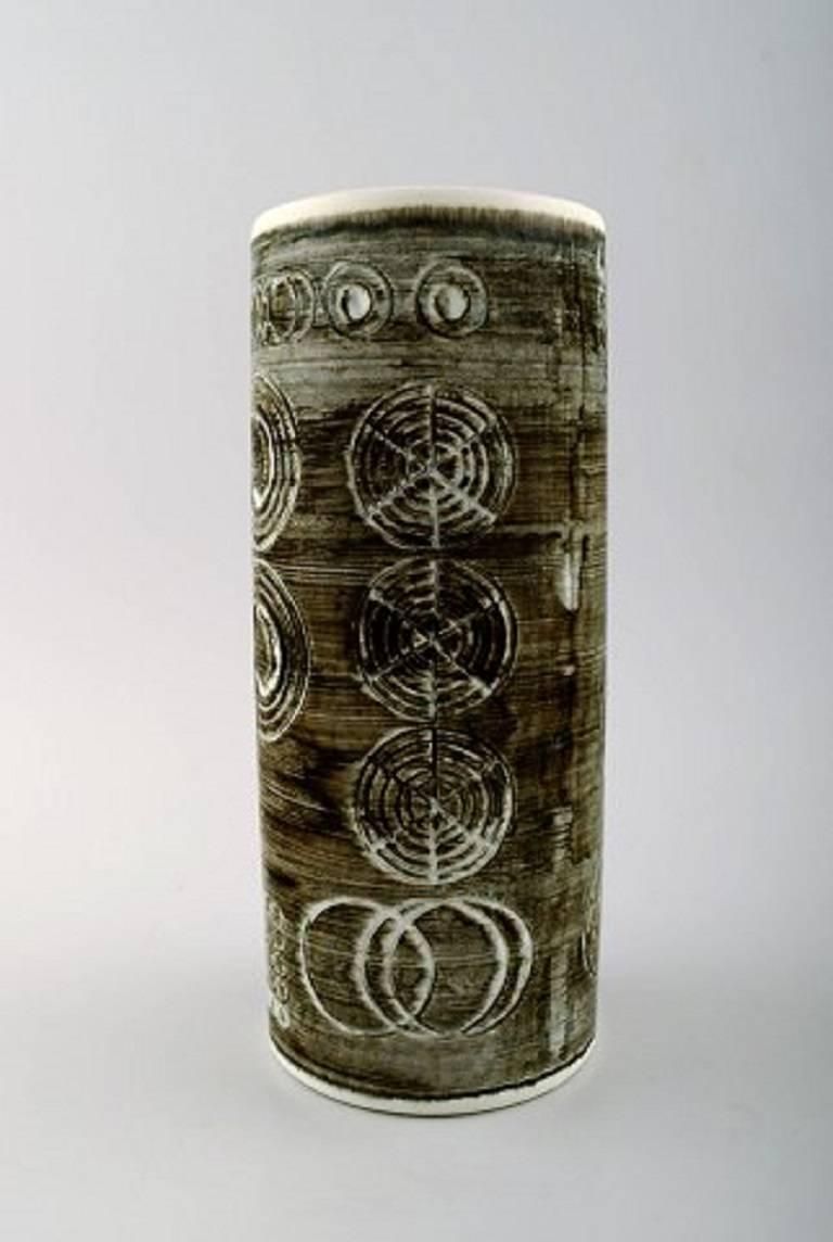 Pair Of Retro Vases "Sarek", Stoneware, Olle Alberius, Rörstrand, 1960 1970s photo for sale