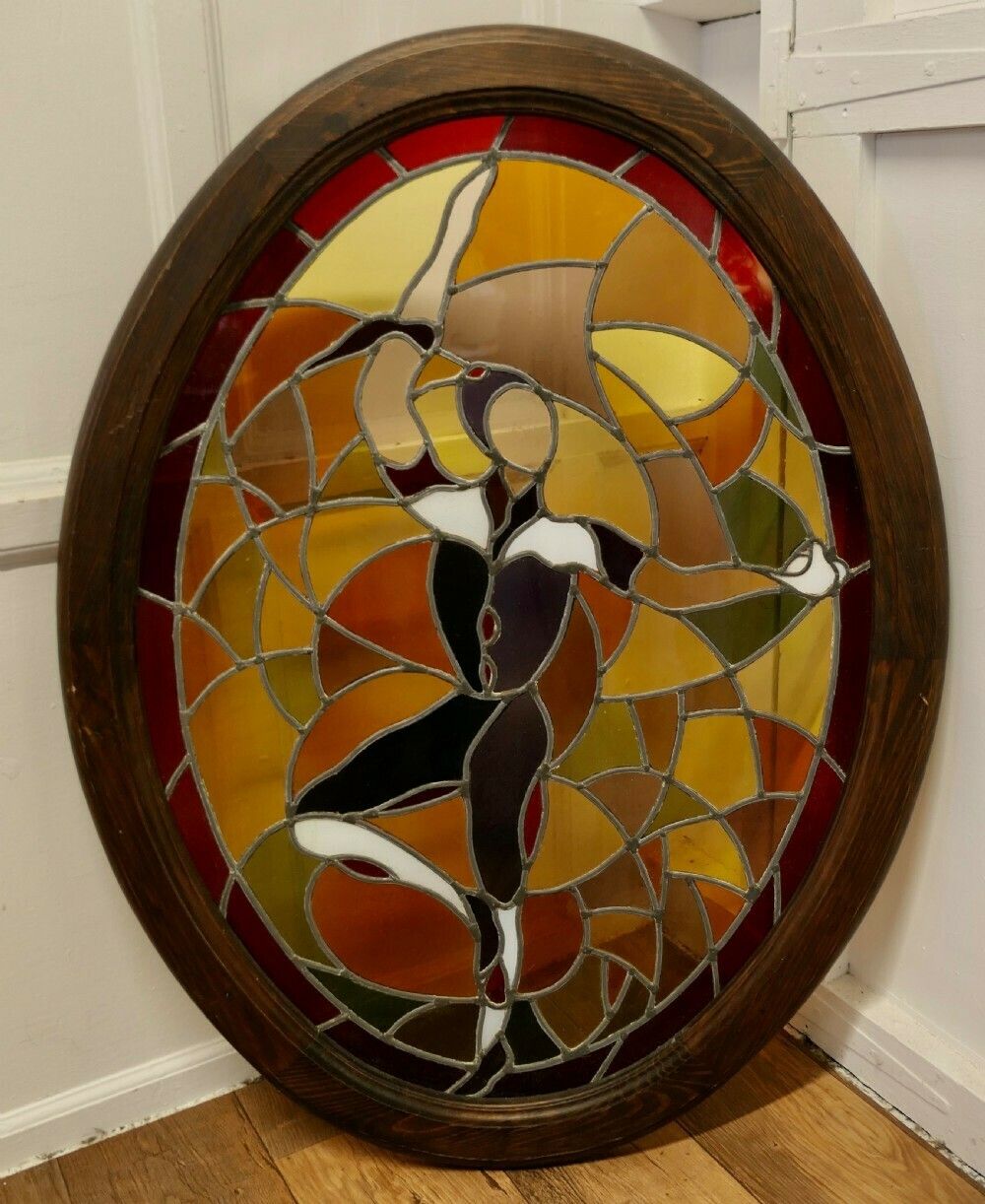 Large French Art Deco Stained Glass Panel For A Window Or Door photo vinterior