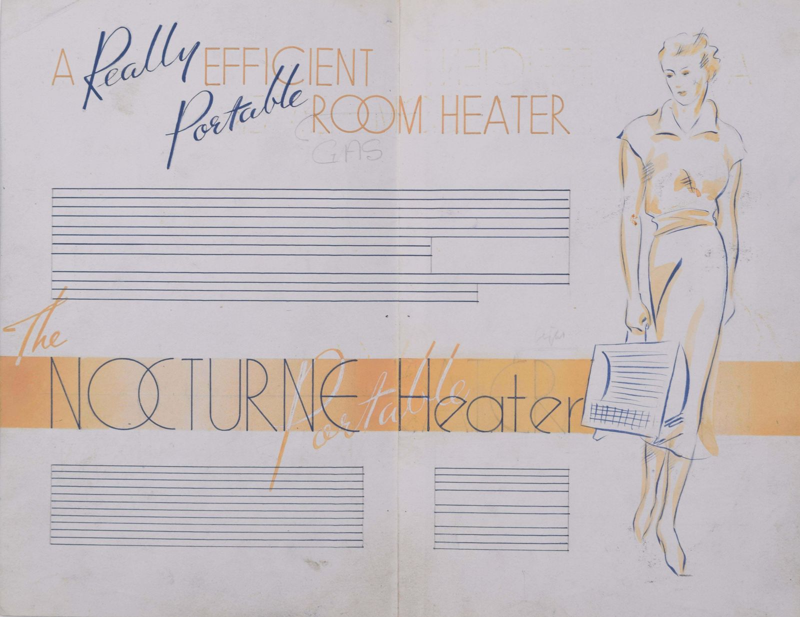 Nocturne Portable Gas Heater Brochure Painted Art Deco Design By Brownbridge photo Art