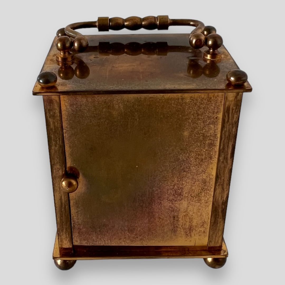 A Late C19th French Brass Carriage Clock, With Original Leather Travel Case photo vintage