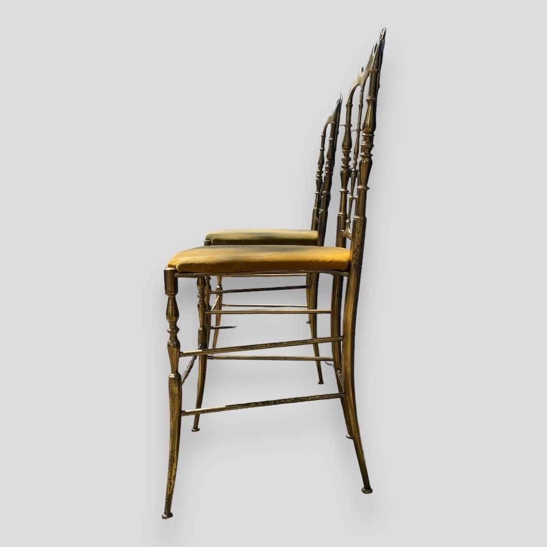 A Stunning Pair Of Mid Century Brass Chiavari Chairs photo furniture