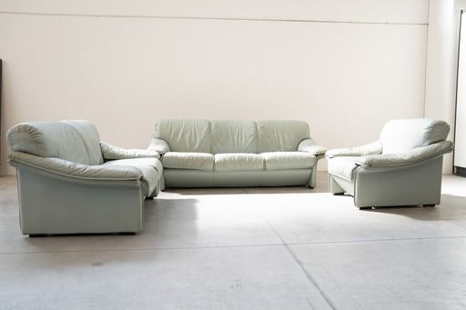 Complete Living Room In Light Blue Faux Leather Fd Salotti photo for sale