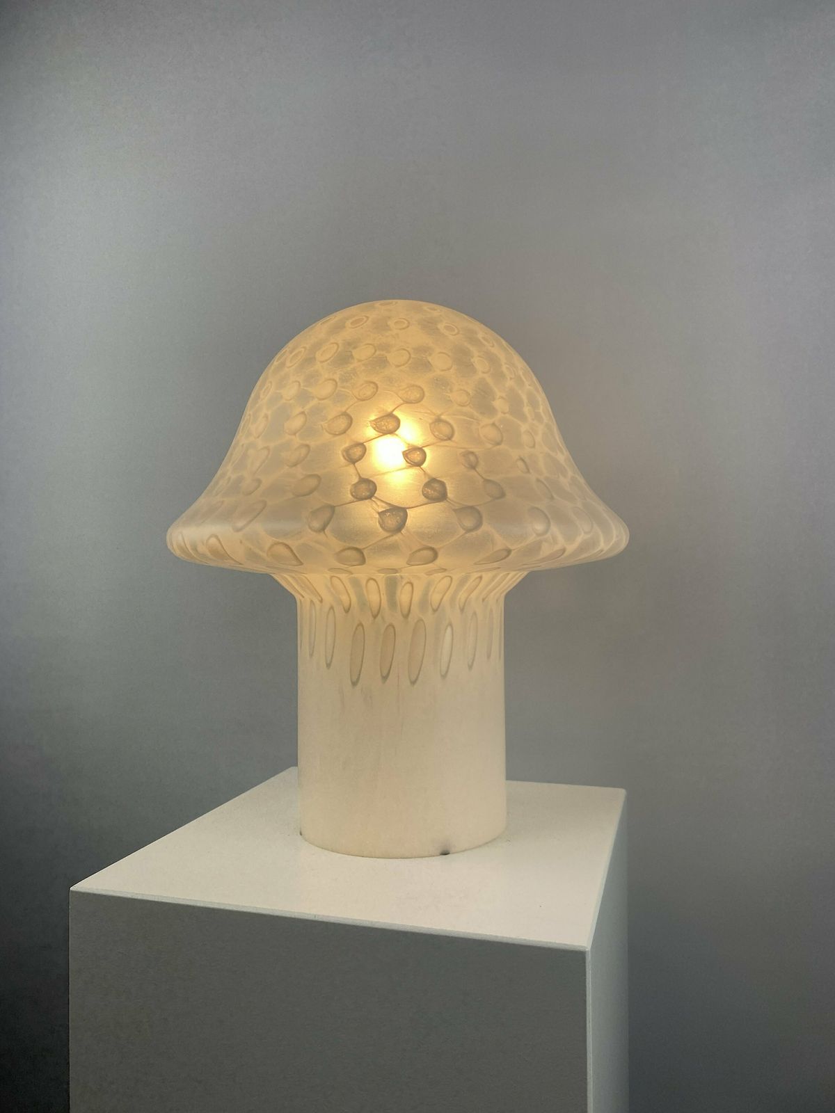 Large White Glass Peill And Putzler Mushroom Table Lamp Xl 1970 photo furniture