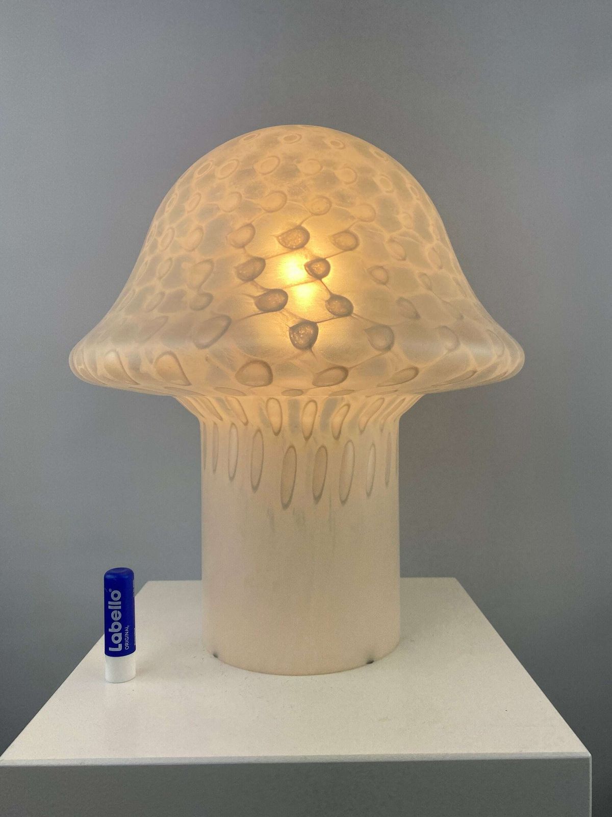 Large White Glass Peill And Putzler Mushroom Table Lamp Xl 1970 photo for sale