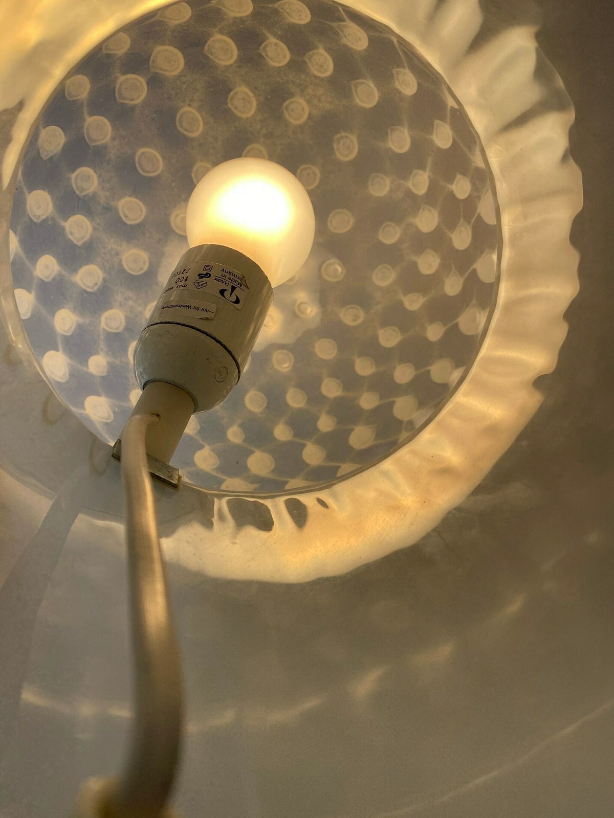 photo for sale Large White Glass Peill And Putzler Mushroom Table Lamp Xl 1970