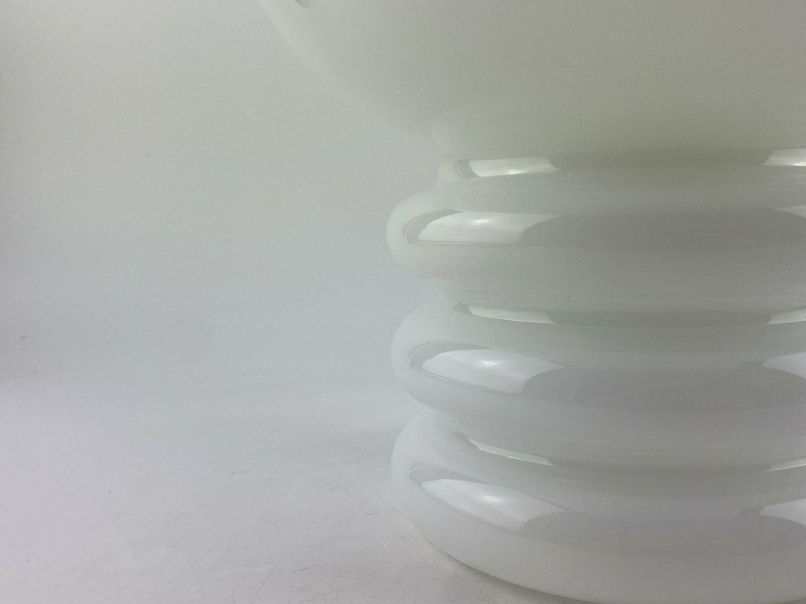 Vintage White Glass Table Lamp 'Bulb' By Glashütte Limburg 1979 photo vinterior