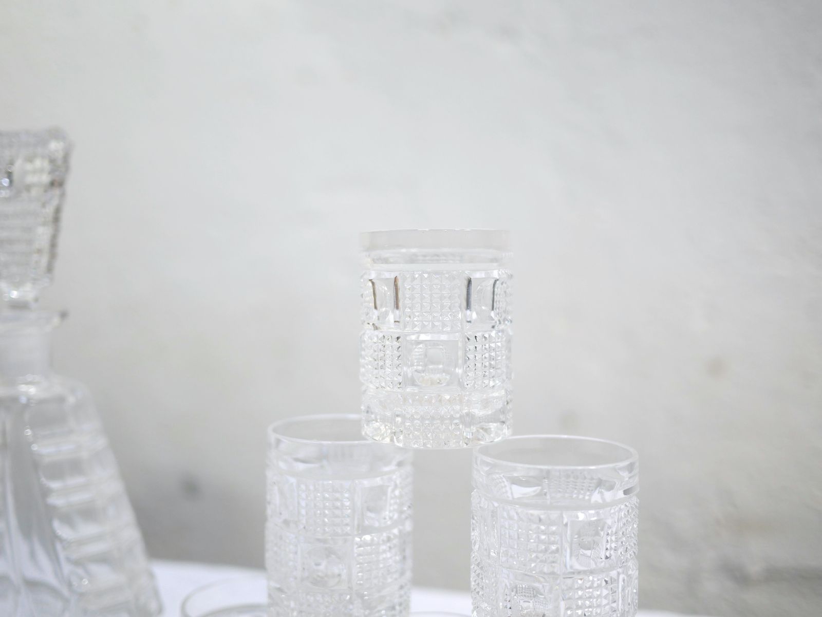 Decanter And 6 Vintage Glass Glasses photo vinterior
