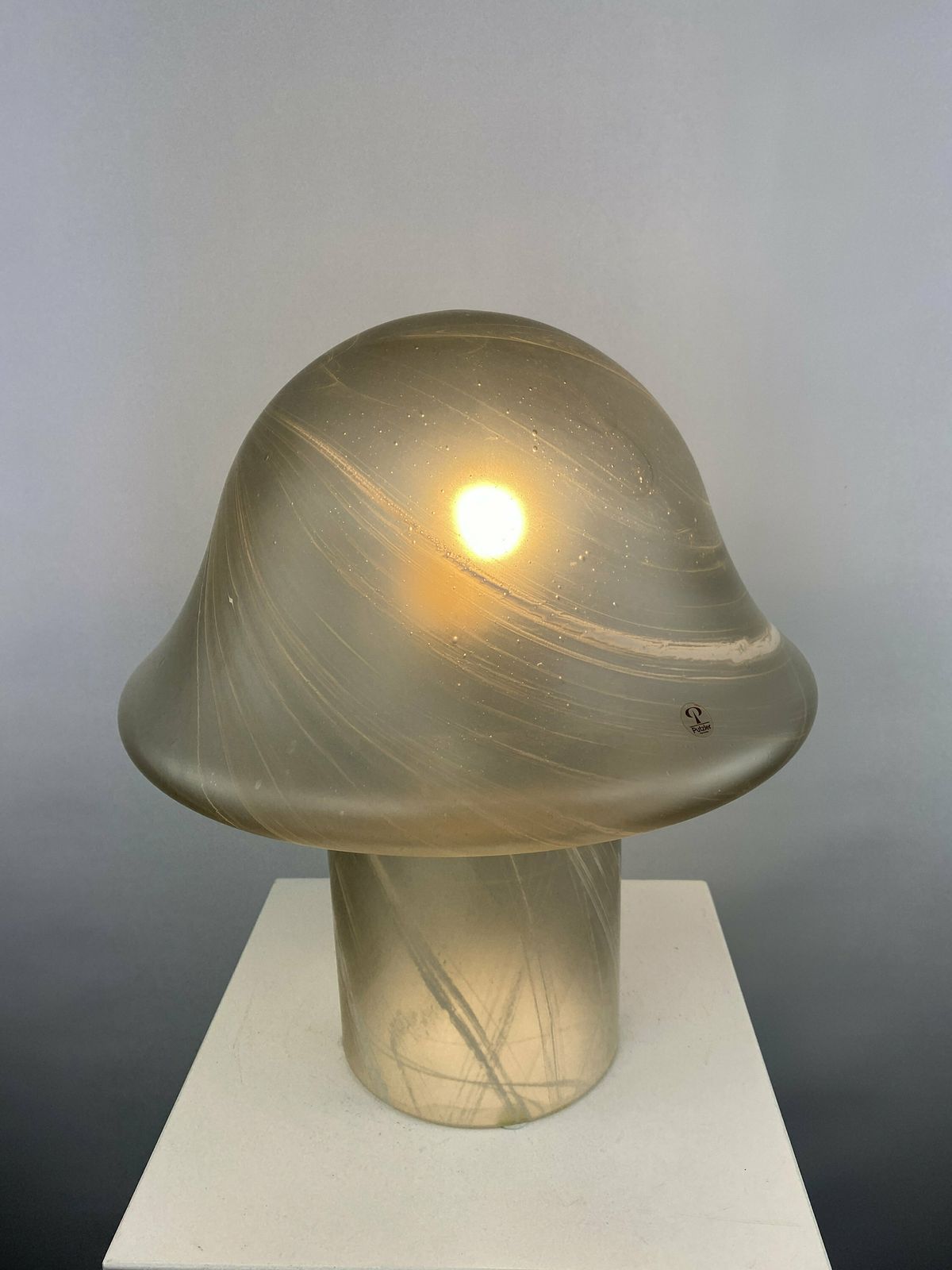 Large Clear Swirl Glass Peill And Putzler Mushroom Table Lamp Xl 1970 photo Lighting