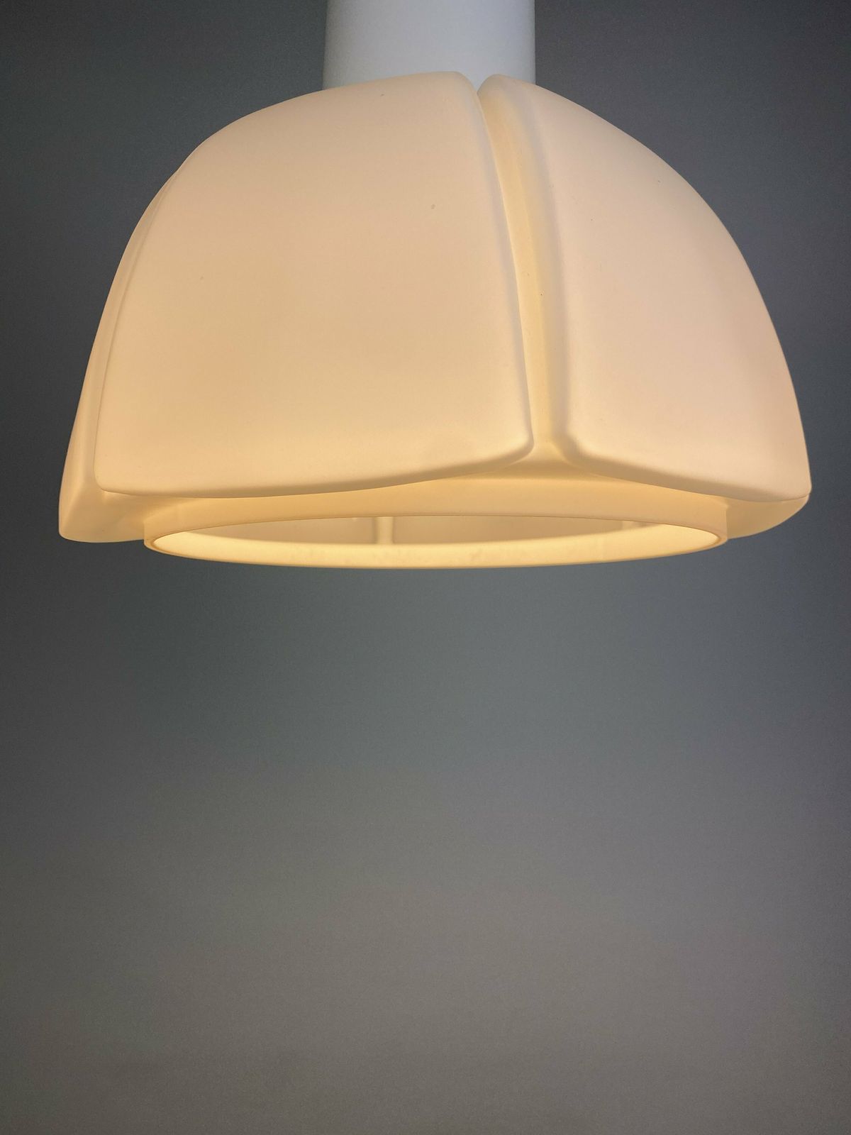 White Flower Shaped Opaline Glass Pendant Light By Glashütte Limburg Medium photo 240.0