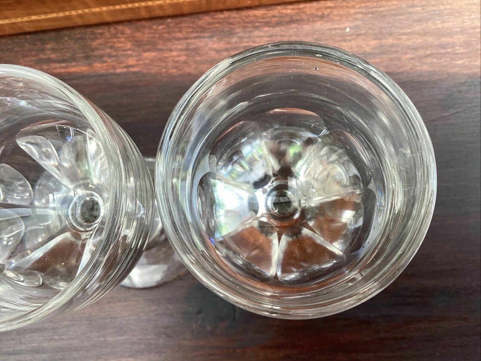 photo for sale 3 Georgian Deceptive Toasting Dram Glasses. Knopped Stems. Funnelled Bowls