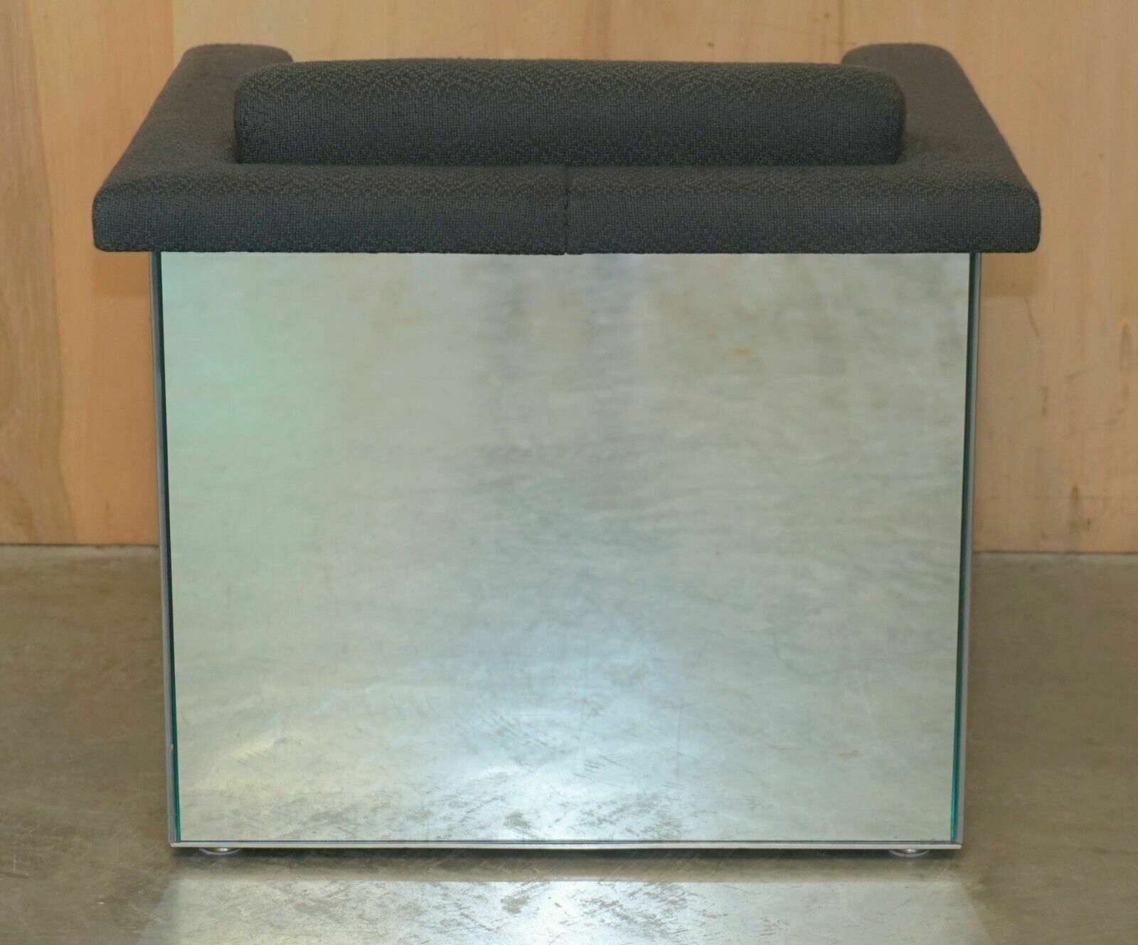 photo vinterior Original Pair Of 1988 Trix And Robert Haussmann For Knoll Mirrored Armchairs