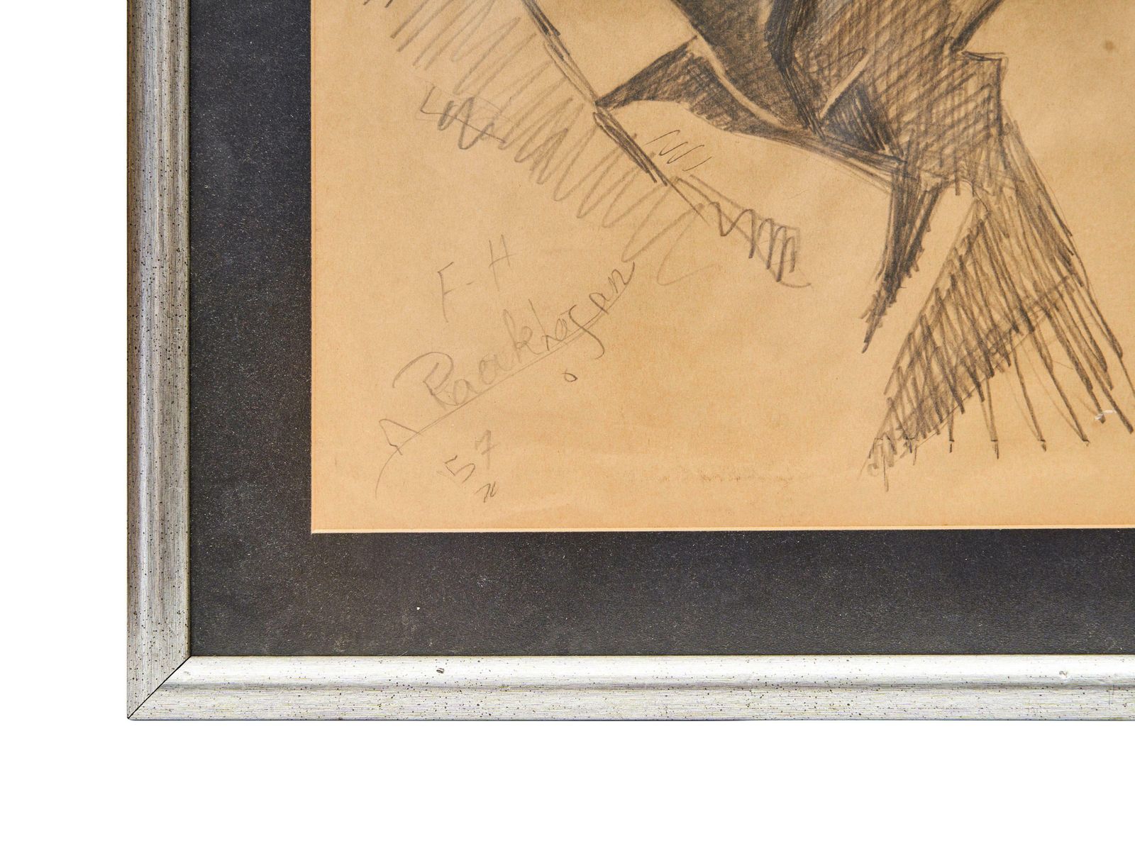 Pencil On Paper, Portrait, Signed, Faeq Hassan, Iraq (1914 1992) photo furniture