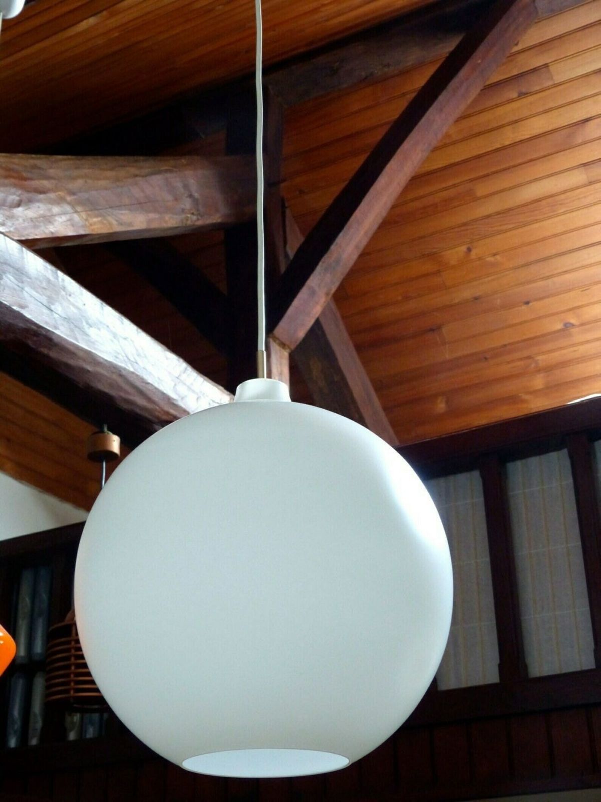 Scandinavian Suspension Lamp Vintage Opaline Xl Louis Poulsen 40 Cm photo for sale