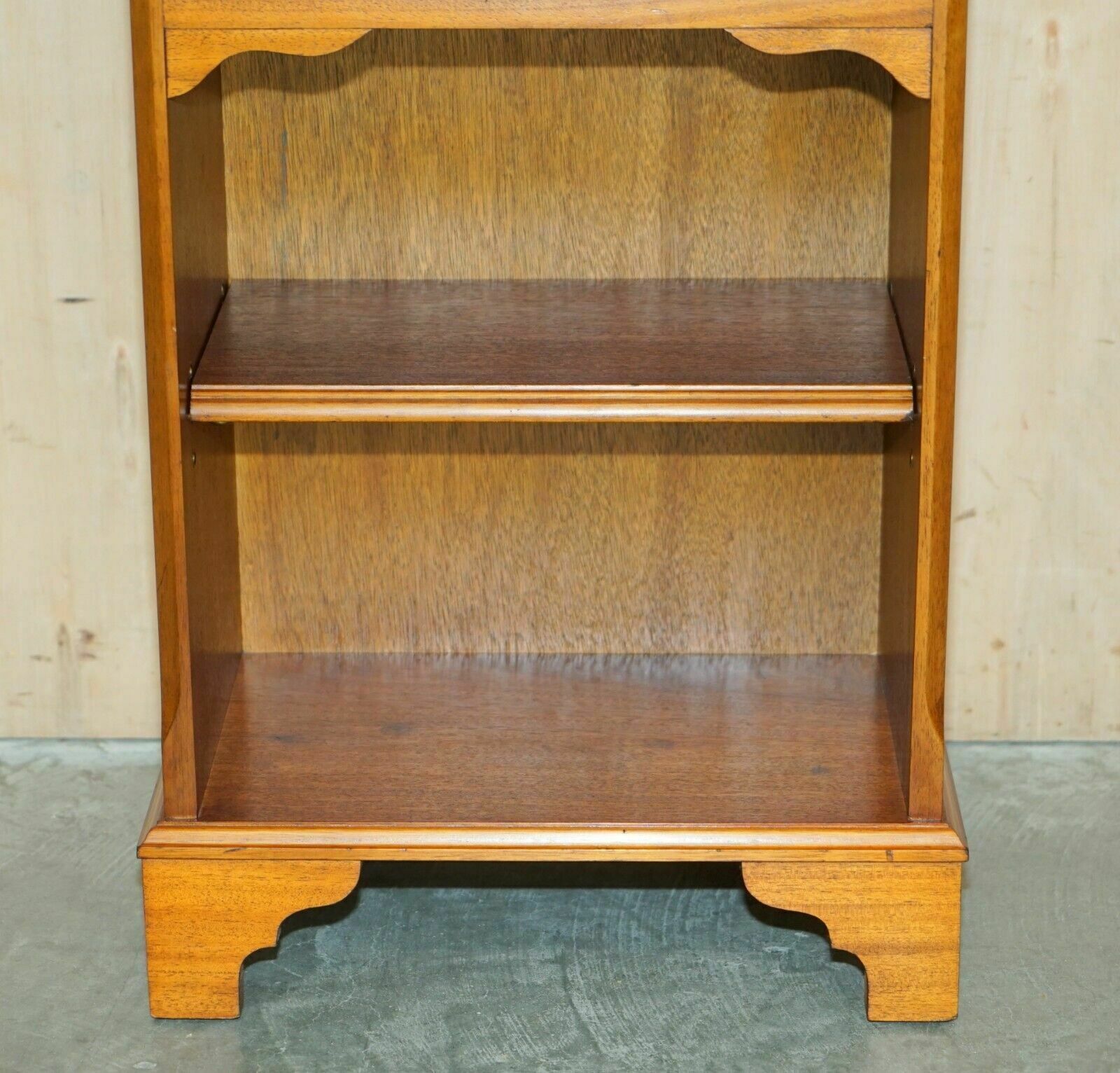 photo furniture Pair Of Vintage Burr Yew Wood Lamp Side End Wine Tables Open Bookcases
