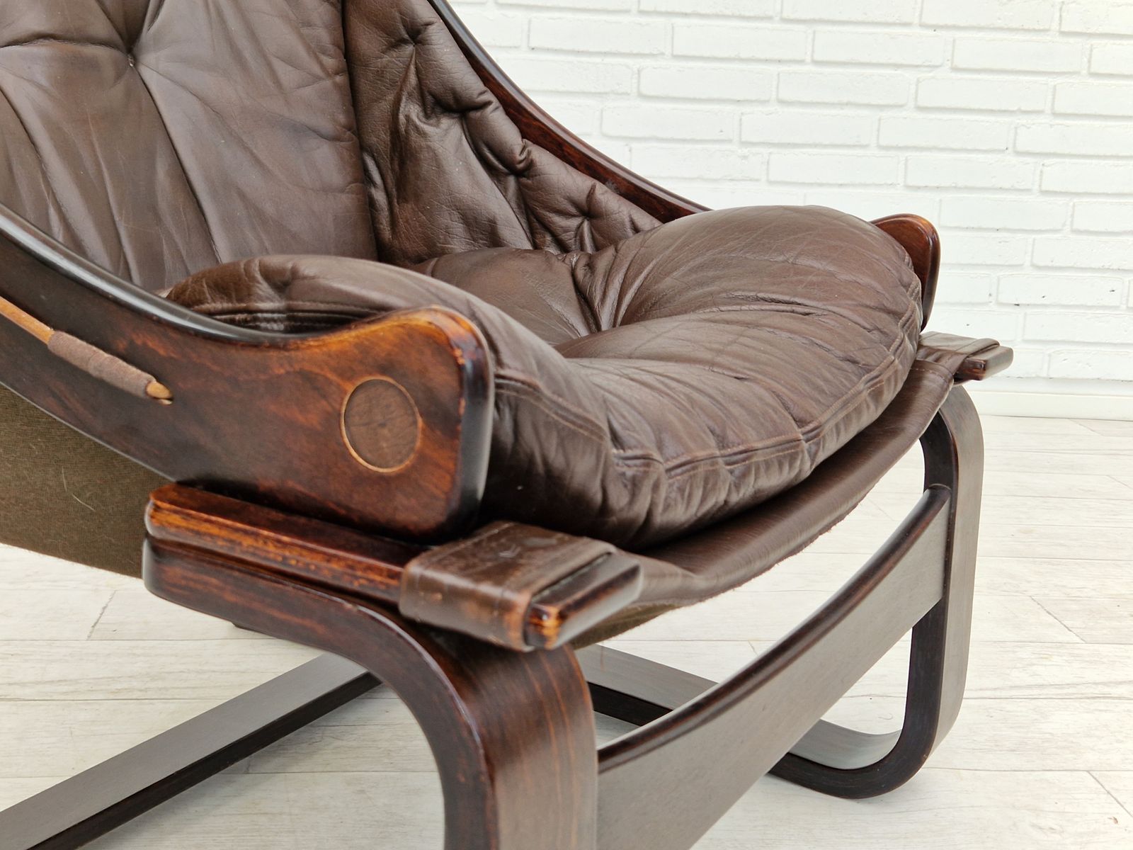 1970s, Brown Leather Lounge Chair By Ake Fribytter For Nelo Sweden. photo vinterior