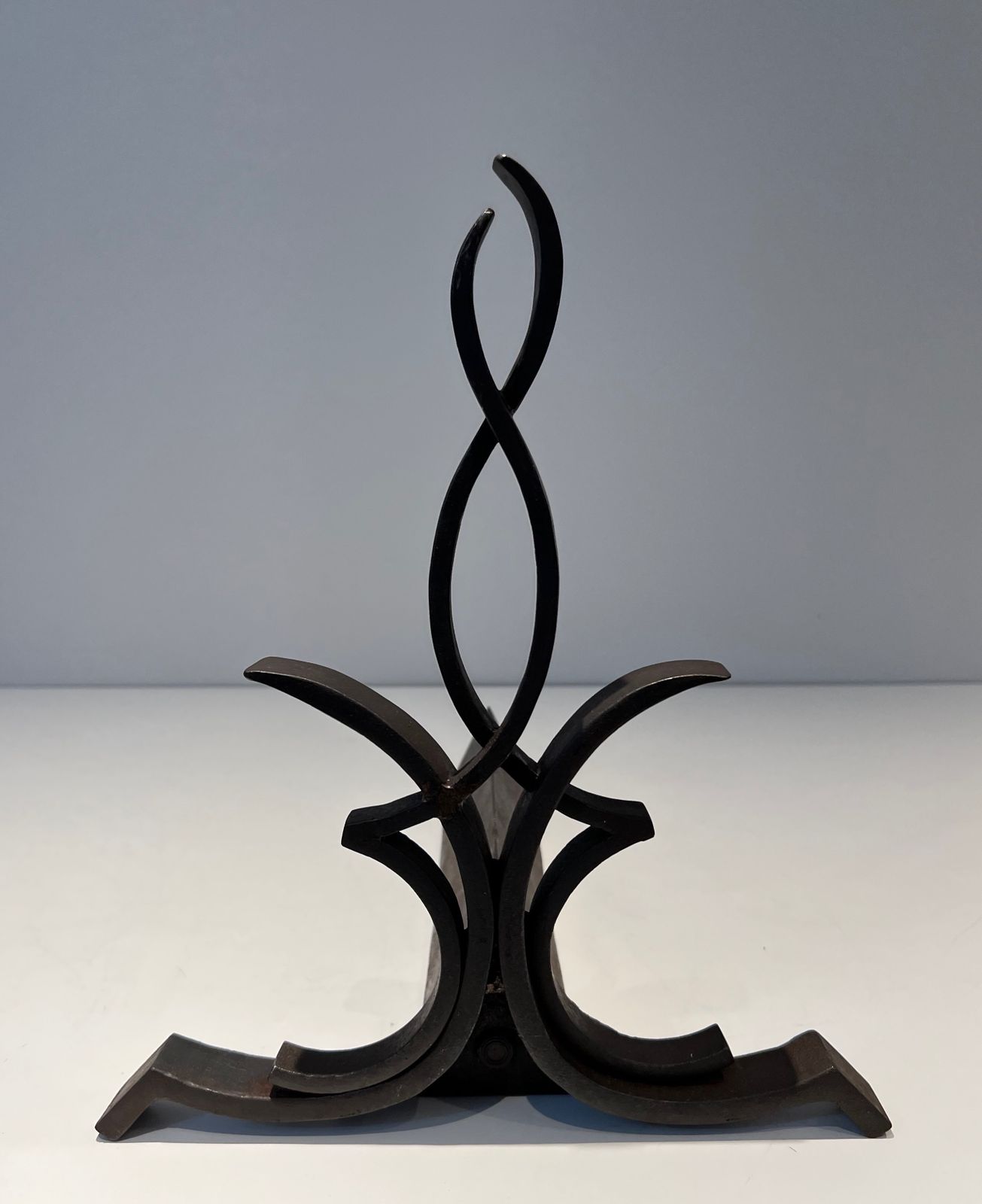 Pair Of Wrought Iron Andirons By Raymond Subes photo 1450.0