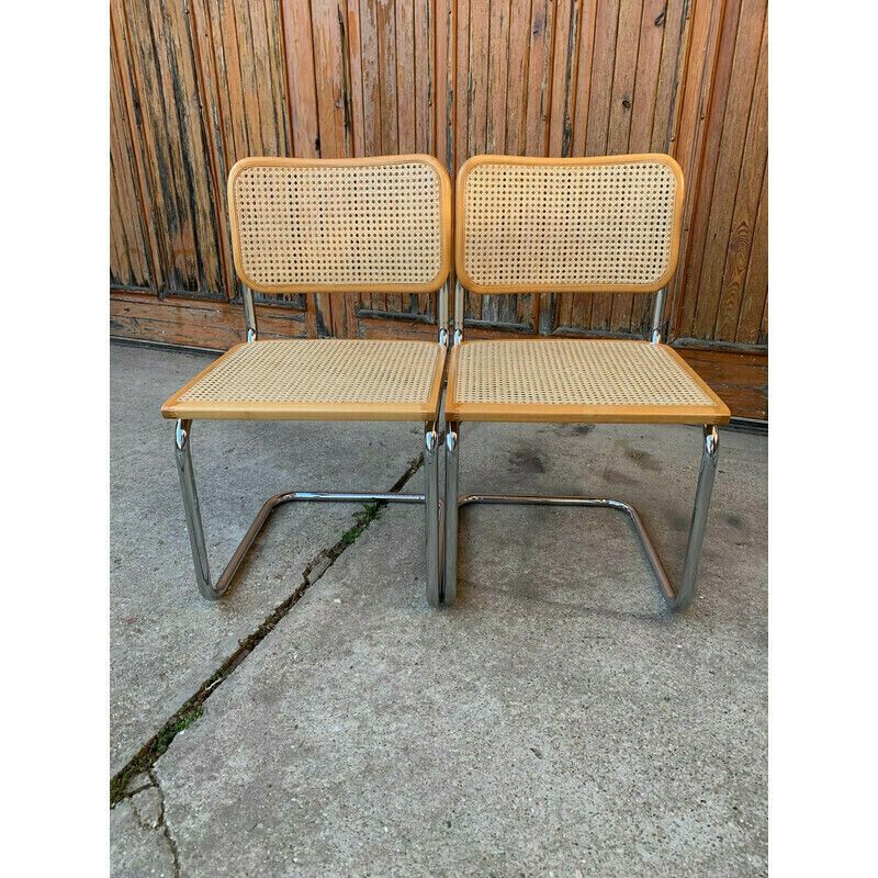 Pair Of Mid Century Cesca Chairs By Marcel Breuer photo vintage
