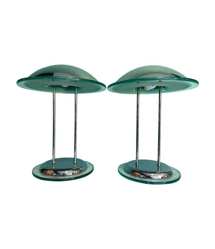 Lighting A Pair Of Art Deco Style Chrome And Glass Lamps By Herda photo