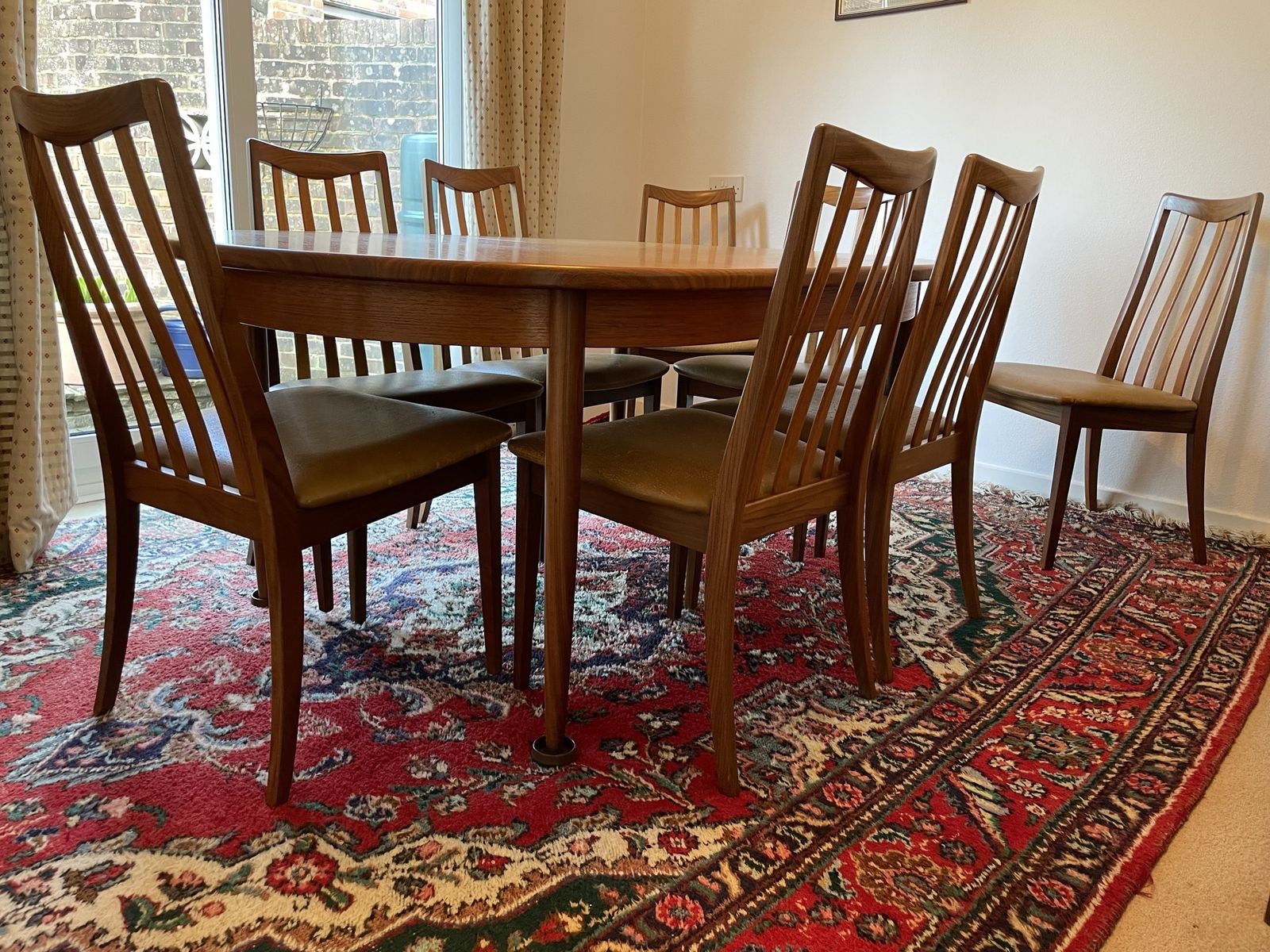 G Plan Fresco Teak Oval Extending Dining Table And 8 Chairs